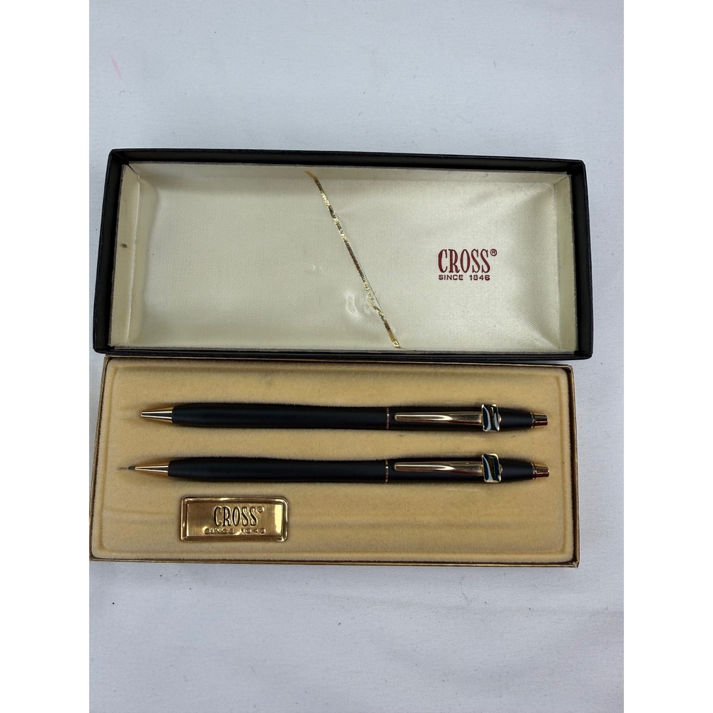 Vintage Cross Classic Century Pen & Pencil Set Black & Gold, Transit Bus Emblem